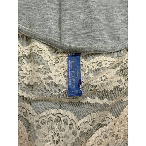 Free People Gray Lace Baby Doll Flutter Sleeve Top Womens M - Picture 5 of 5